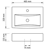 vidaXL Bathroom Sink with Faucet Hole and Overflow Black Rectangular Ceramic
