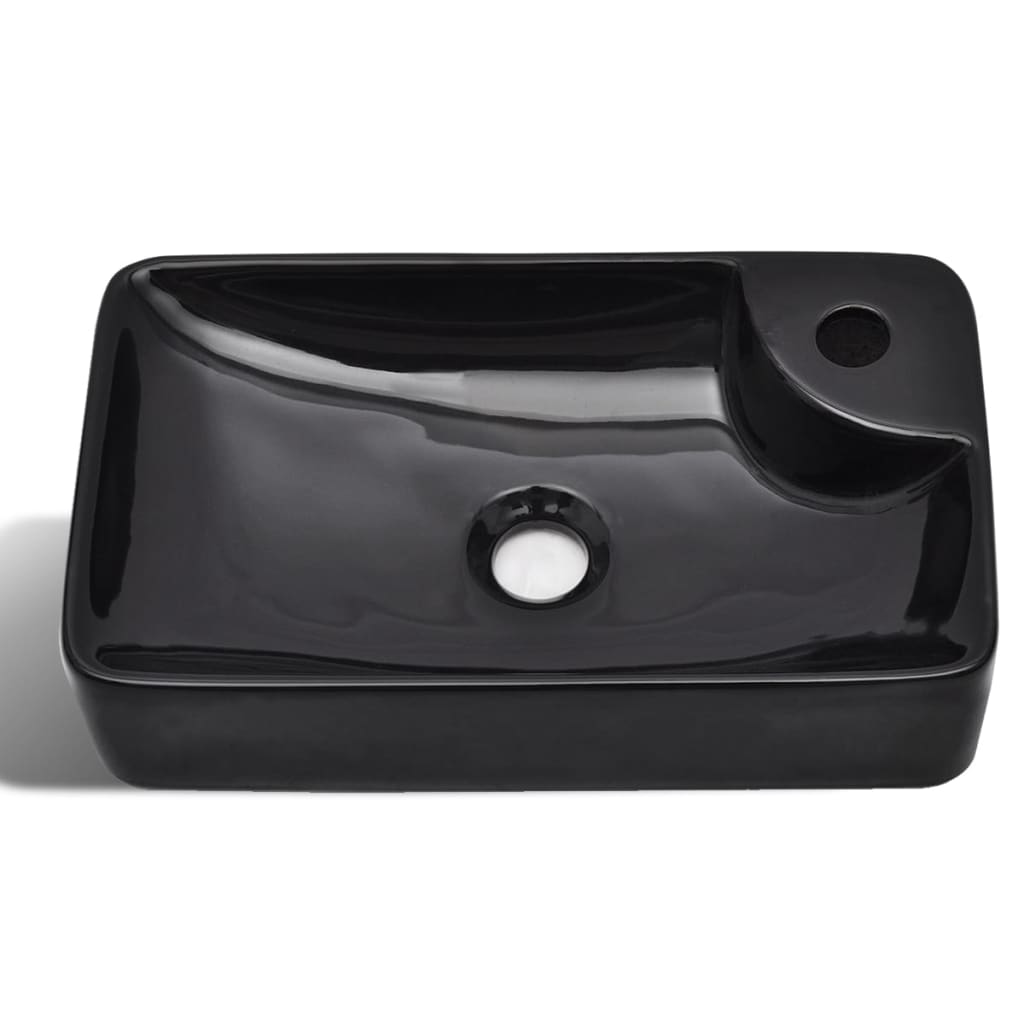 Sink with tap hole, ceramic, white