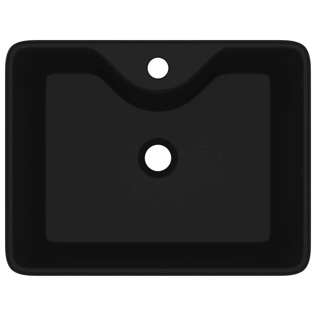 vidaXL Square Ceramic Sink with Faucet Hole White