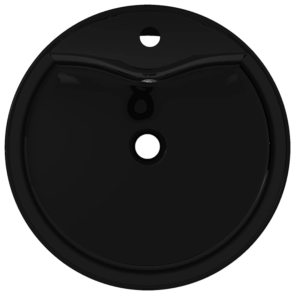 Sink with overflow, ceramic, round, white
