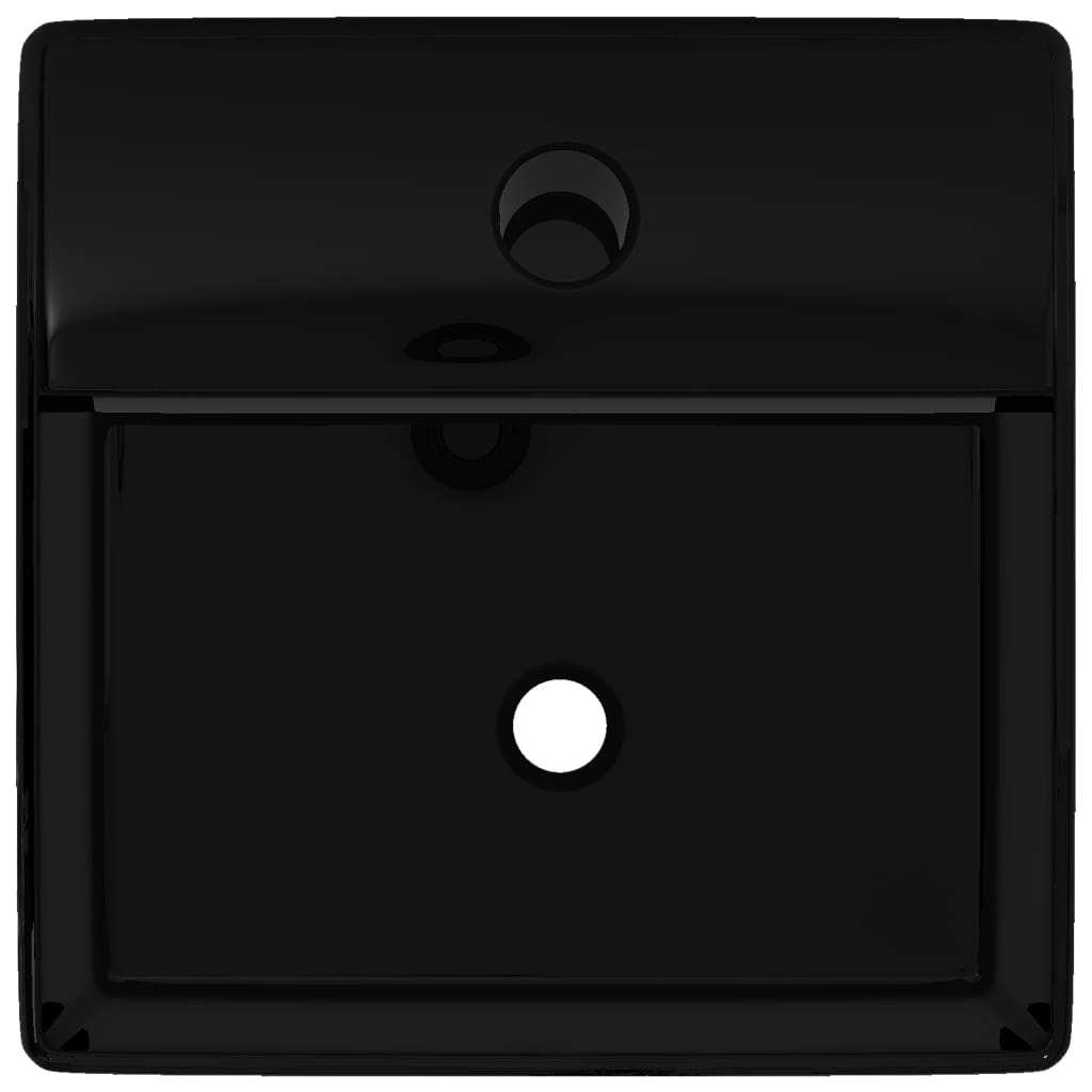 vidaXL Square Ceramic Wash Basin with Faucet Hole White