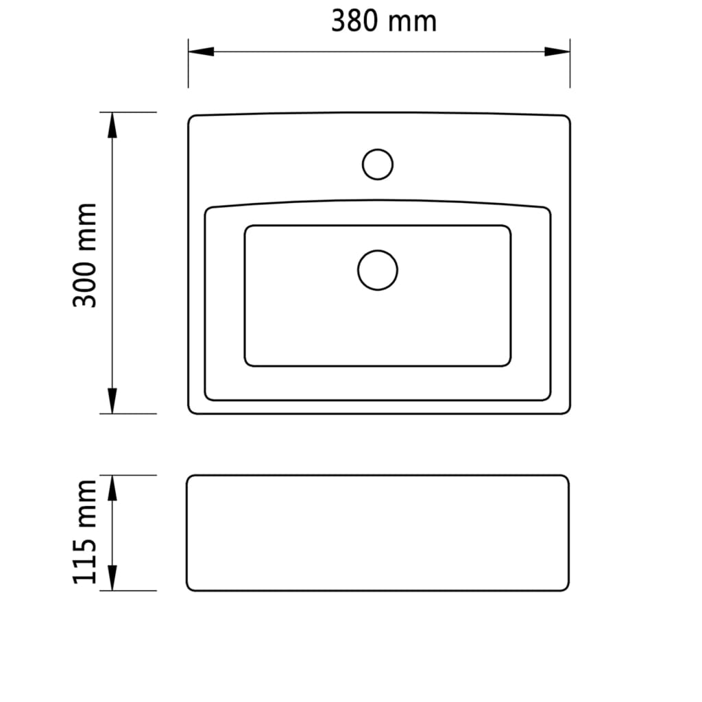 vidaXL Square Ceramic Wash Basin with Faucet Hole White