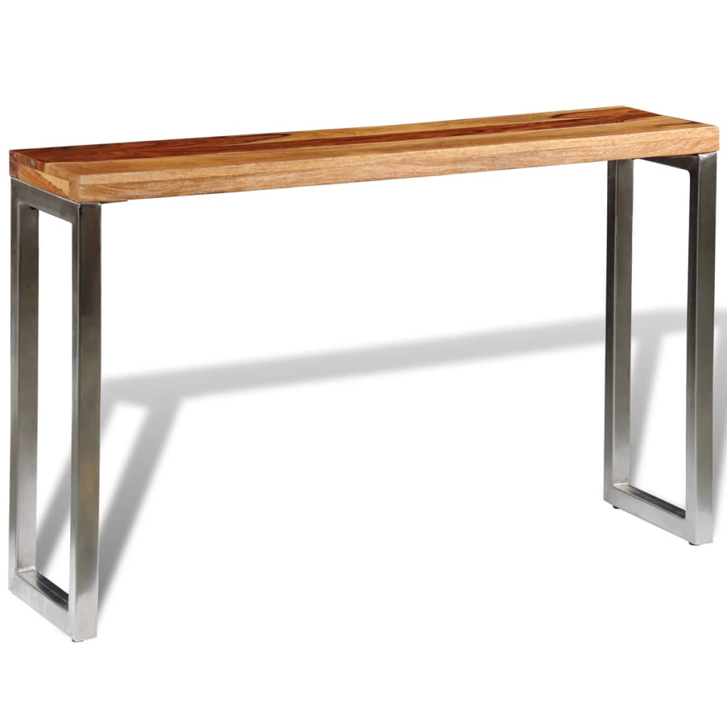 vidaXL Wandtafel met stalen poten massief hout