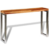 vidaXL Wandtafel met stalen poten massief hout