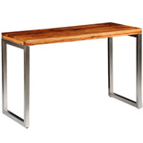 vidaXL Dining Table/Desk with Steel Legs Solid Wood