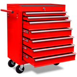 vidaXL Tool Trolley 5 Drawers Red