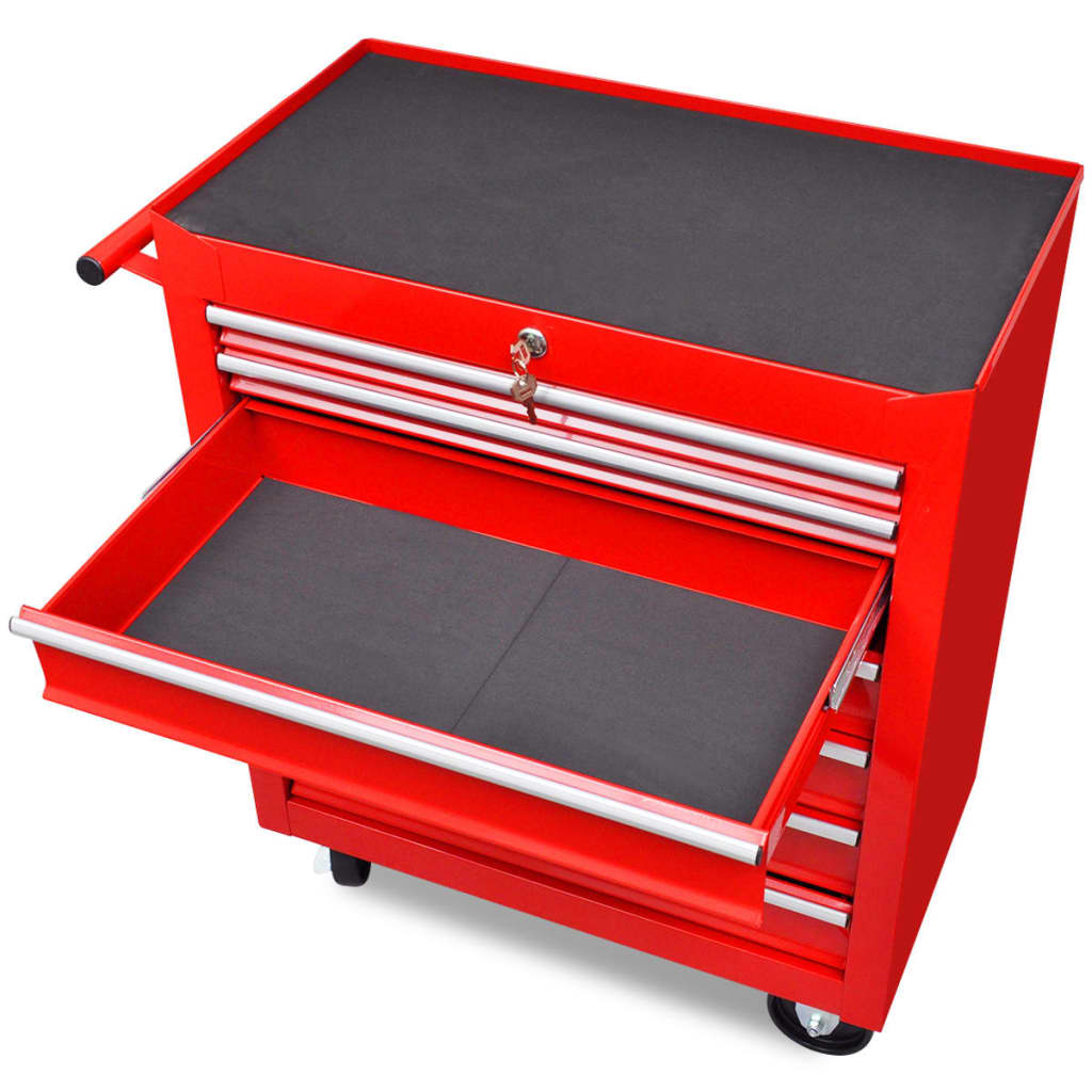 vidaXL Tool Trolley 5 Drawers Red