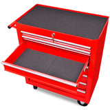 vidaXL Tool Trolley 5 Drawers Red