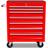 vidaXL Tool Trolley 5 Drawers Red
