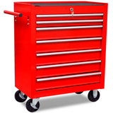 vidaXL Tool Trolley 5 Drawers Red