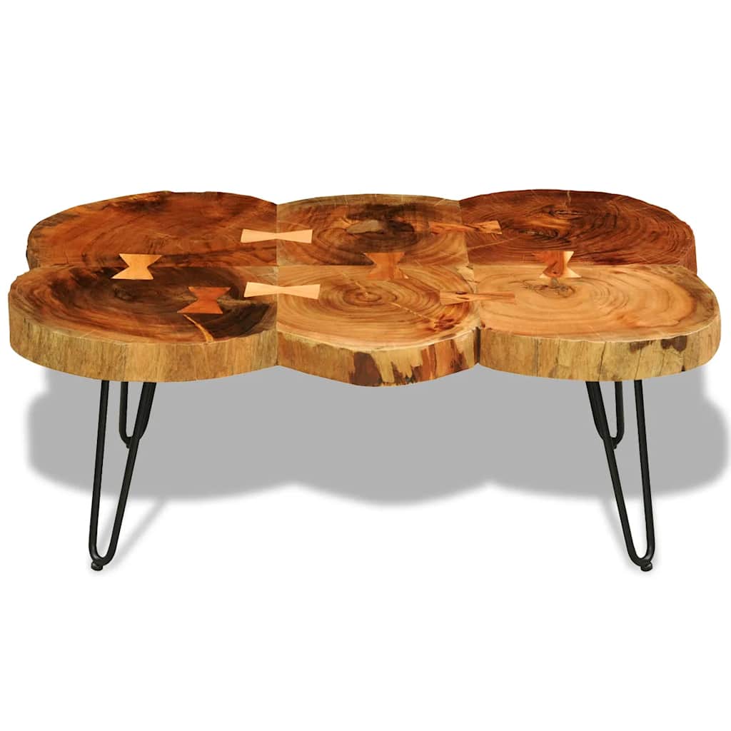 vidaXL Table de salon avec 6 perches 35 cm massif acaciahout