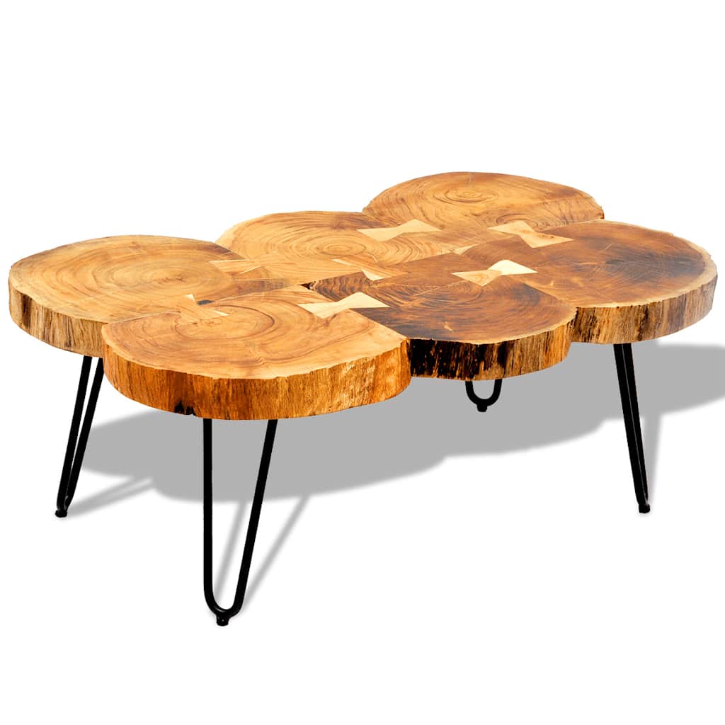 vidaXL Table de salon avec 6 perches 35 cm massif acaciahout