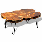 vidaXL Table de salon avec 6 perches 35 cm massif acaciahout