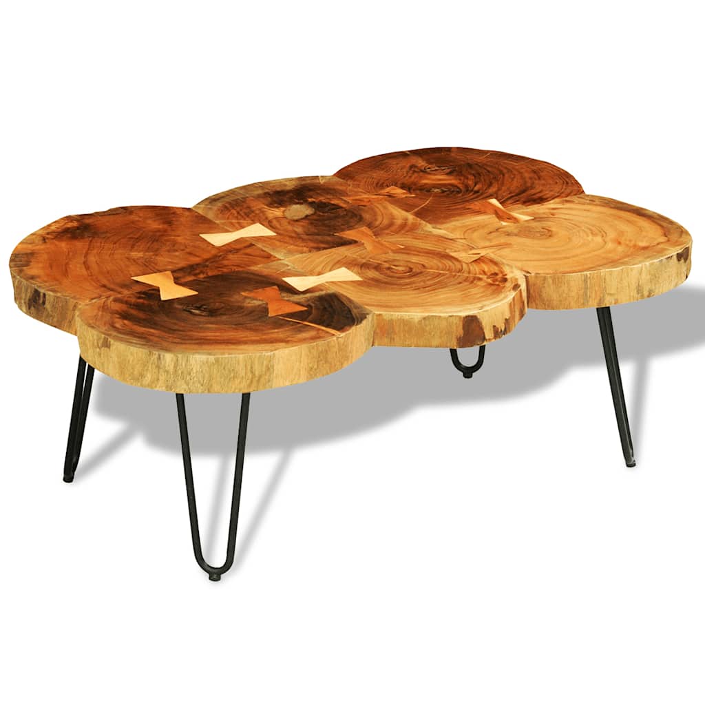 vidaXL Table de salon avec 6 perches 35 cm massif acaciahout