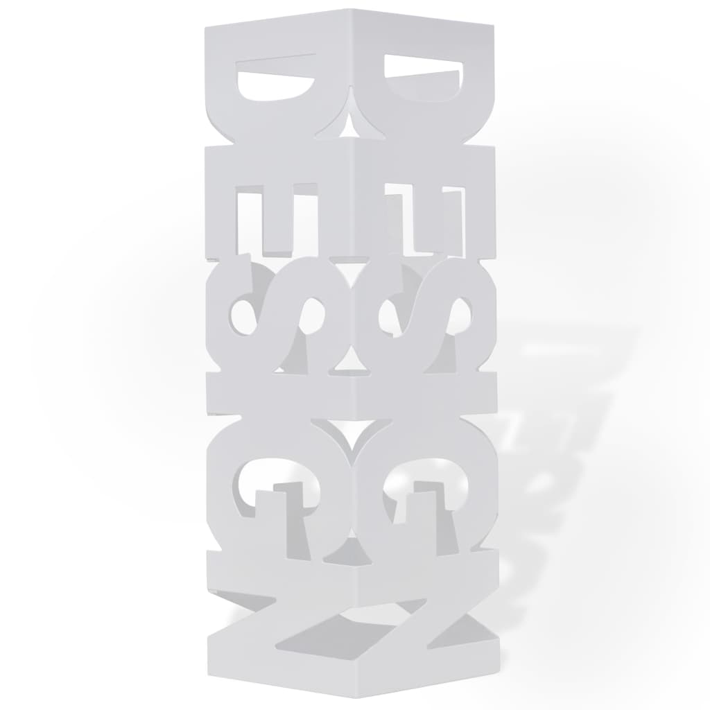 vidaXL Umbrella and Walking Stick Holder White Square Steel 48.5 cm