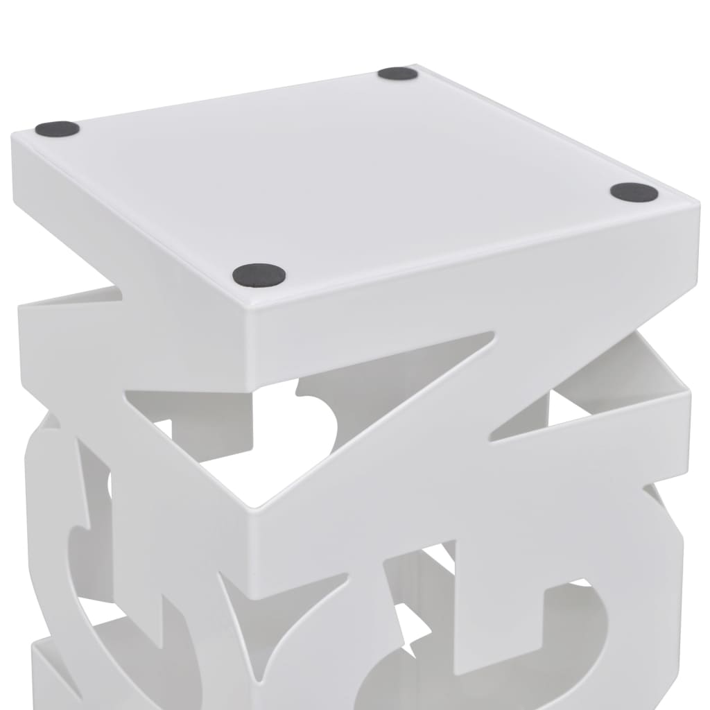 vidaXL Umbrella and Walking Stick Holder White Square Steel 48.5 cm