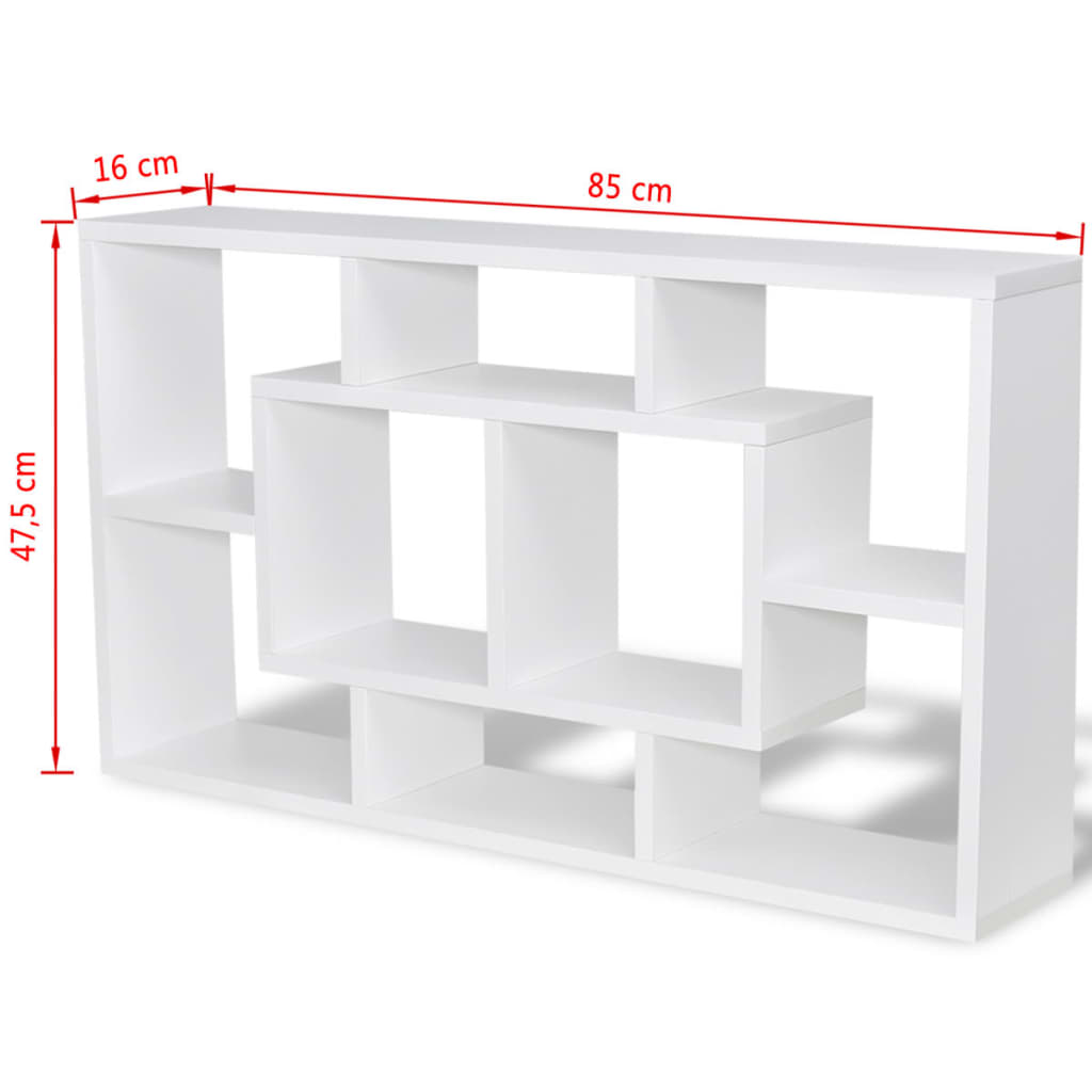 vidaXL Wandschap zwevend 8 vakken wit
