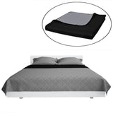 vidaXL Quilted Bedspread Reversible 170x210 cm Black/Grey