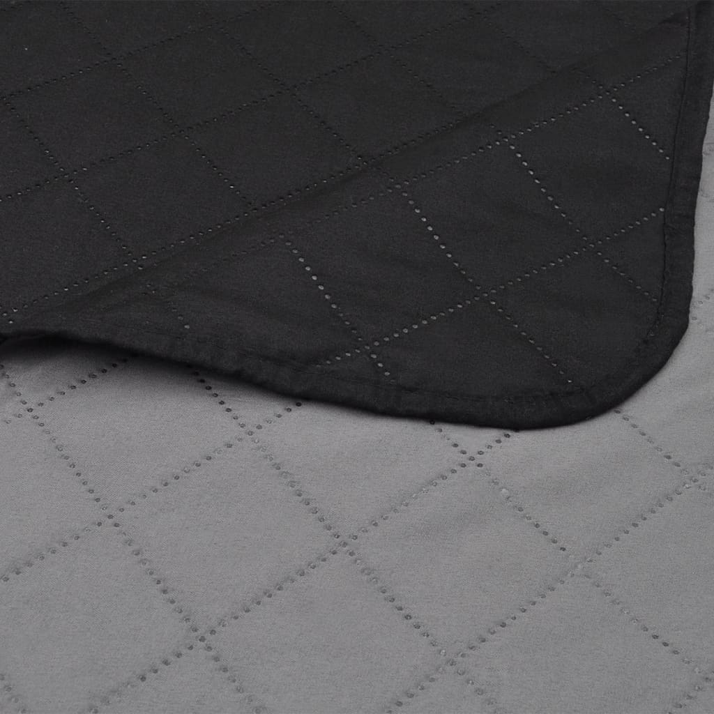 vidaXL Quilted Bedspread Reversible 170x210 cm Black/Grey