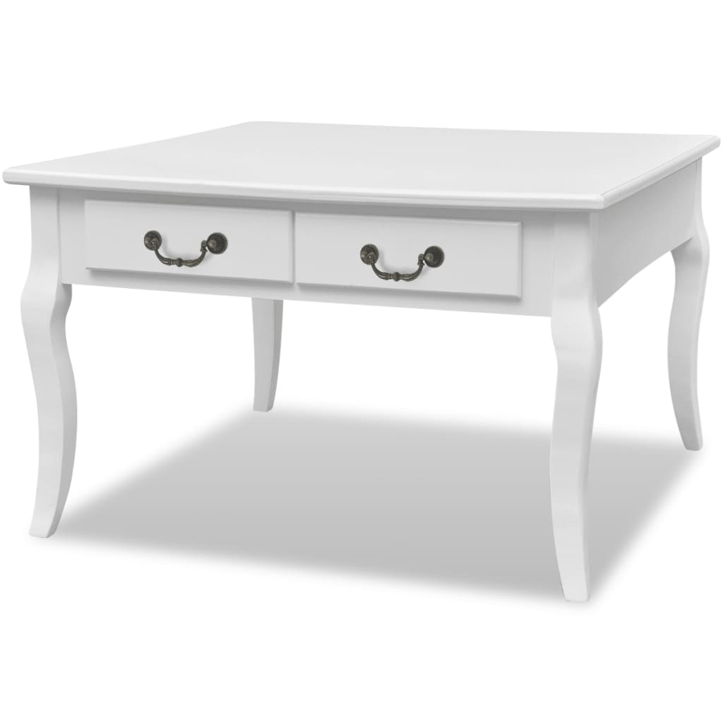 vidaXL Coffee table with 4 drawers white