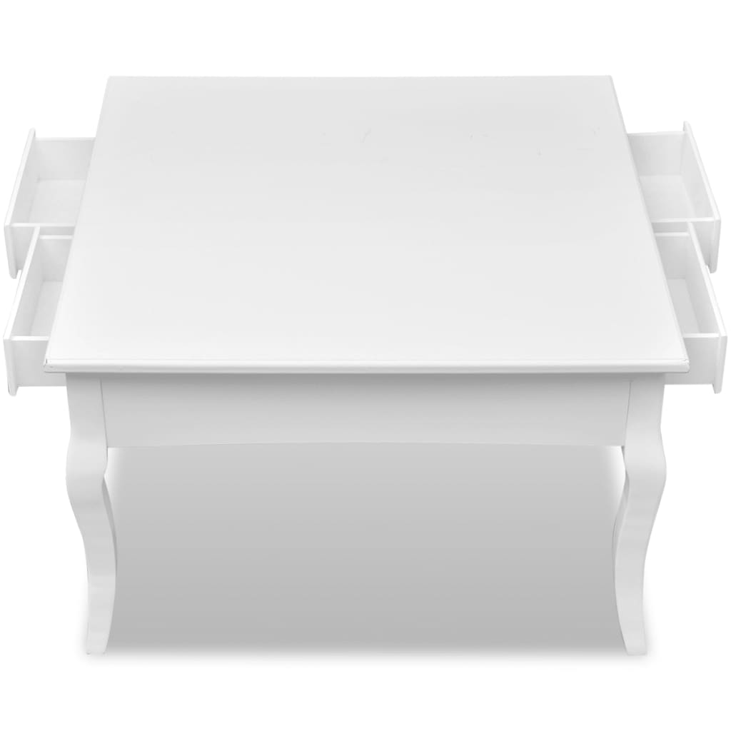 vidaXL Coffee table with 4 drawers white