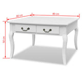 vidaXL Coffee table with 4 drawers white