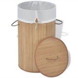 vidaXL Laundry Basket Round Bamboo Natural