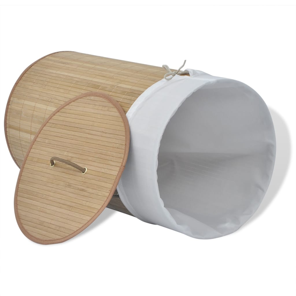 vidaXL Laundry Basket Round Bamboo Natural