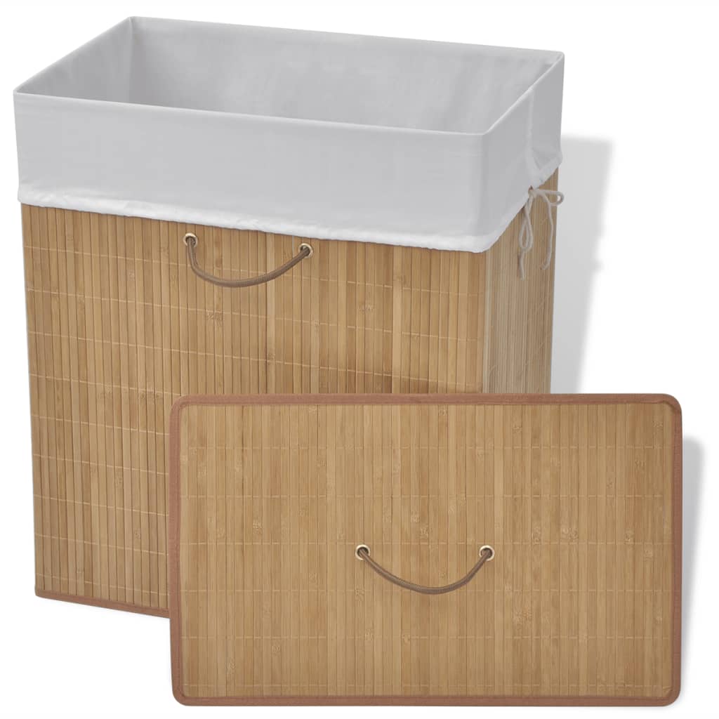 vidaXL Rectangular Laundry Basket Bamboo Natural