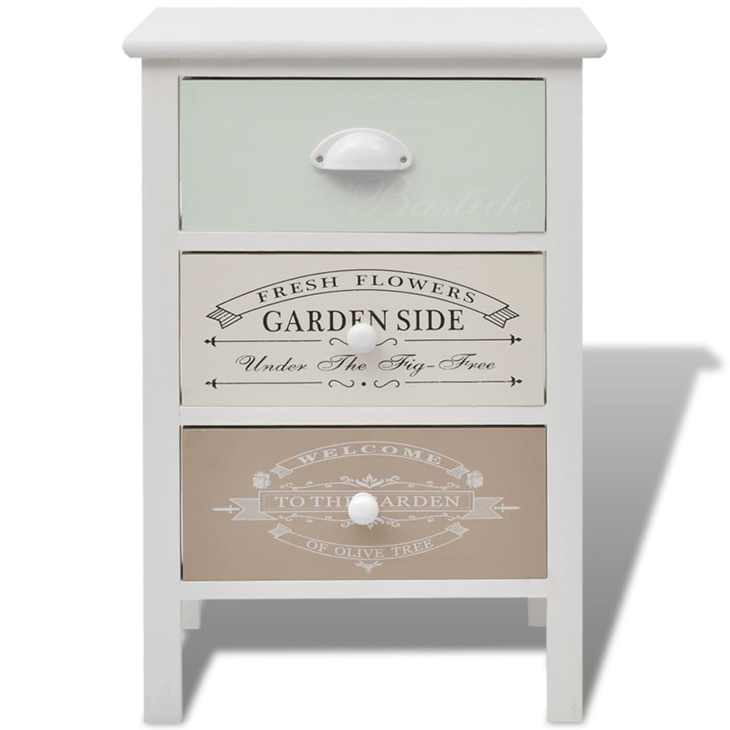 vidaXL French Storage Cabinet with 3 Drawers Wood