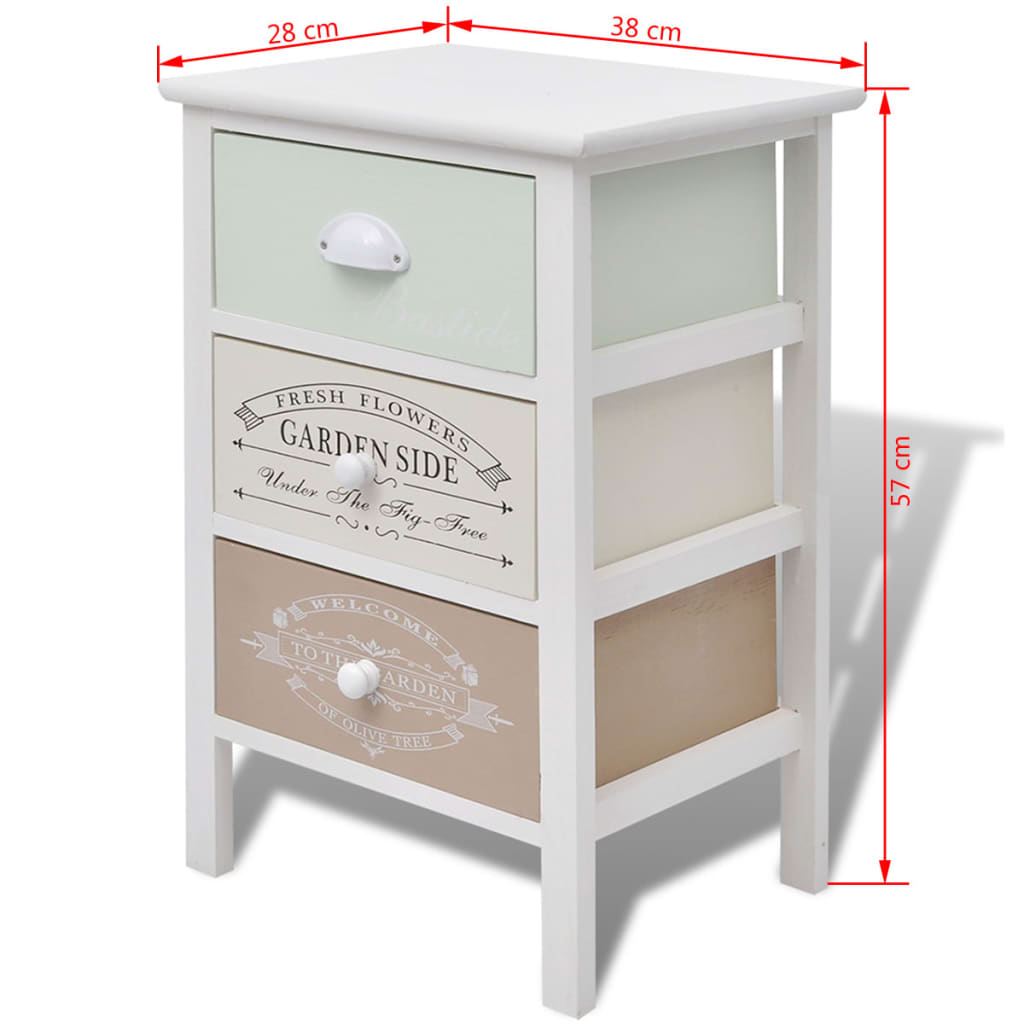 vidaXL French Storage Cabinet with 3 Drawers Wood