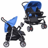 vidaXL Twin Stroller Steel Red and Black