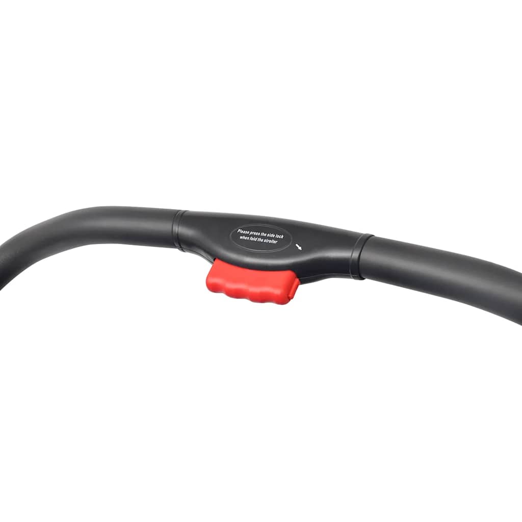 vidaXL Twin Stroller Steel Red and Black