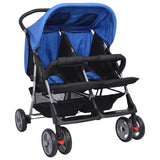 vidaXL Twin Stroller Steel Red and Black