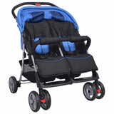 vidaXL Twin Stroller Steel Red and Black