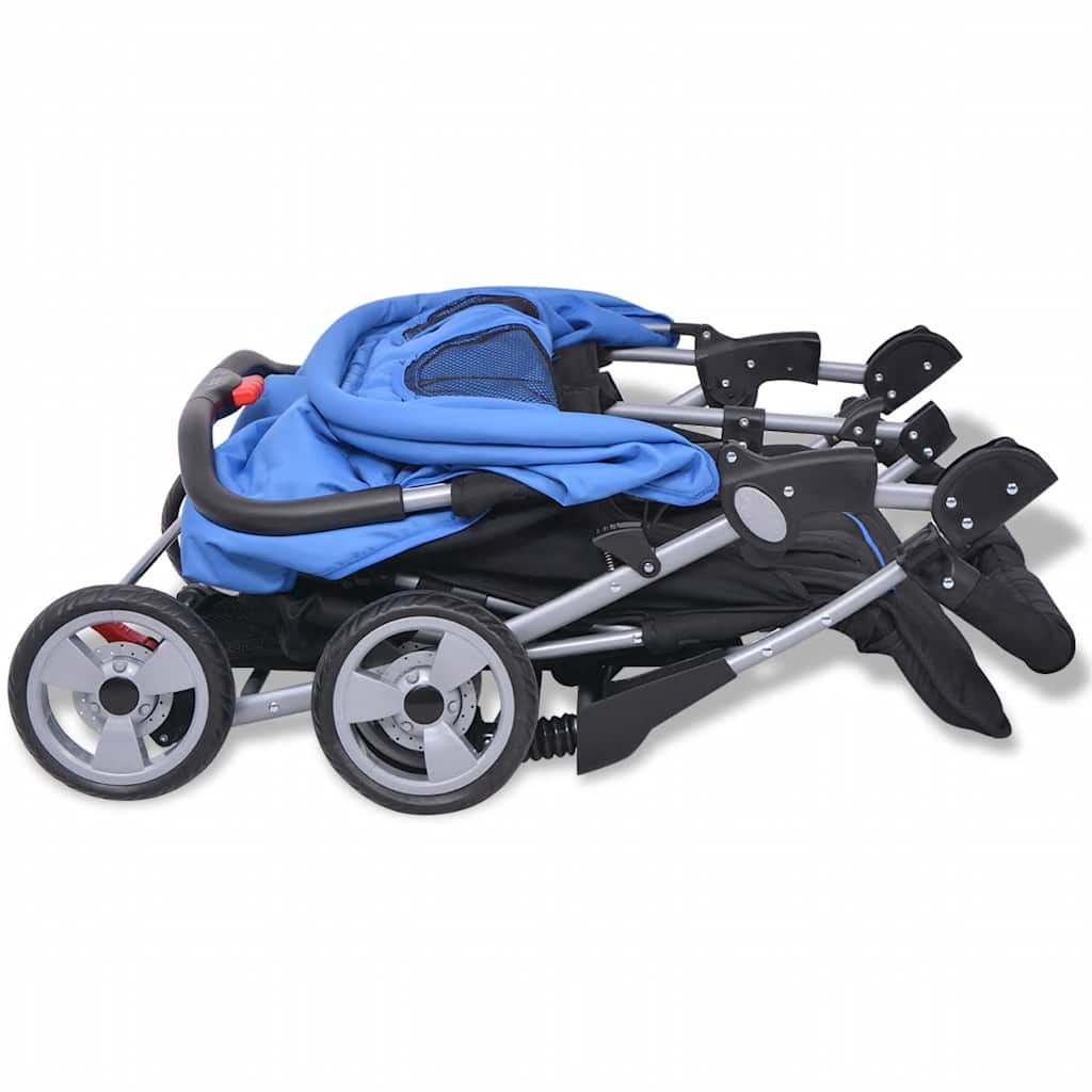 vidaXL Twin Stroller Steel Red and Black