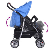vidaXL Twin Stroller Steel Red and Black