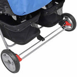 vidaXL Twin Stroller Steel Red and Black