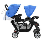 vidaXL Double Stroller Steel Red and Black