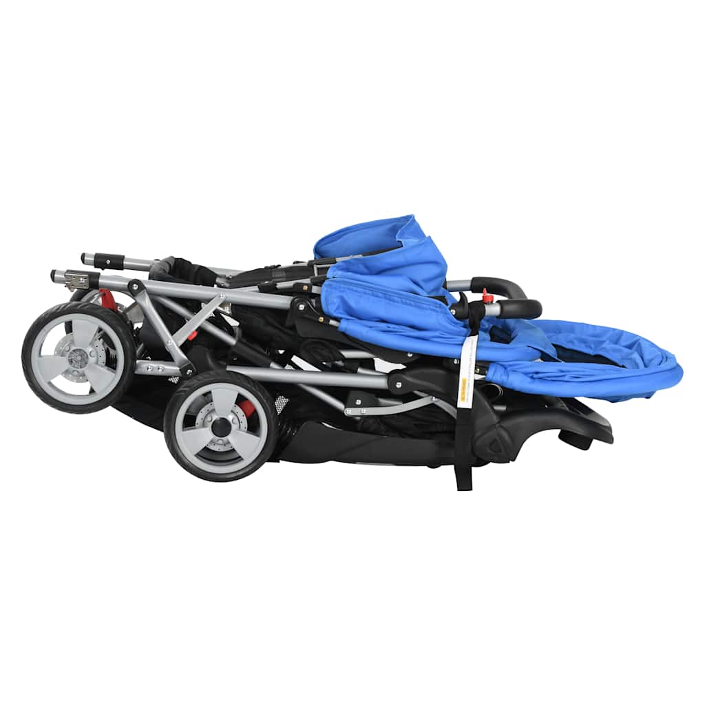 vidaXL Double Stroller Steel Red and Black