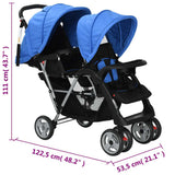 vidaXL Double Stroller Steel Red and Black