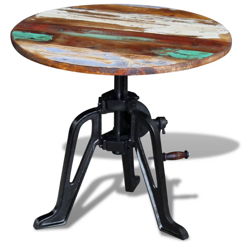 vidaXL Side Table 60x(42-63) cm Solid Reclaimed Wood and Cast Iron