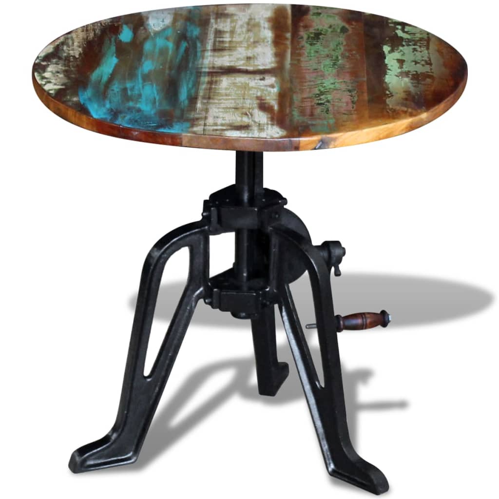 vidaXL Side Table 60x(42-63) cm Solid Reclaimed Wood and Cast Iron
