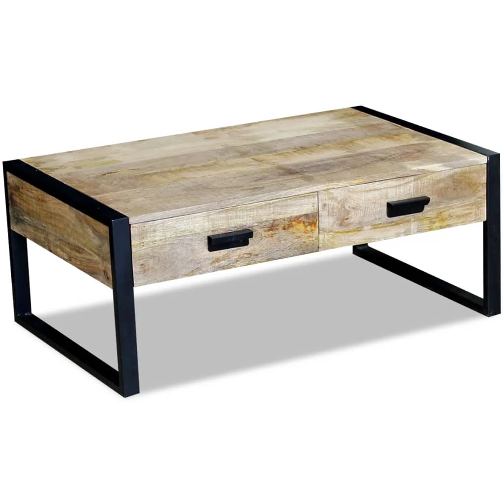 vidaXL Coffee Table with 2 Drawers 100x60x40 cm Solid Mango Wood