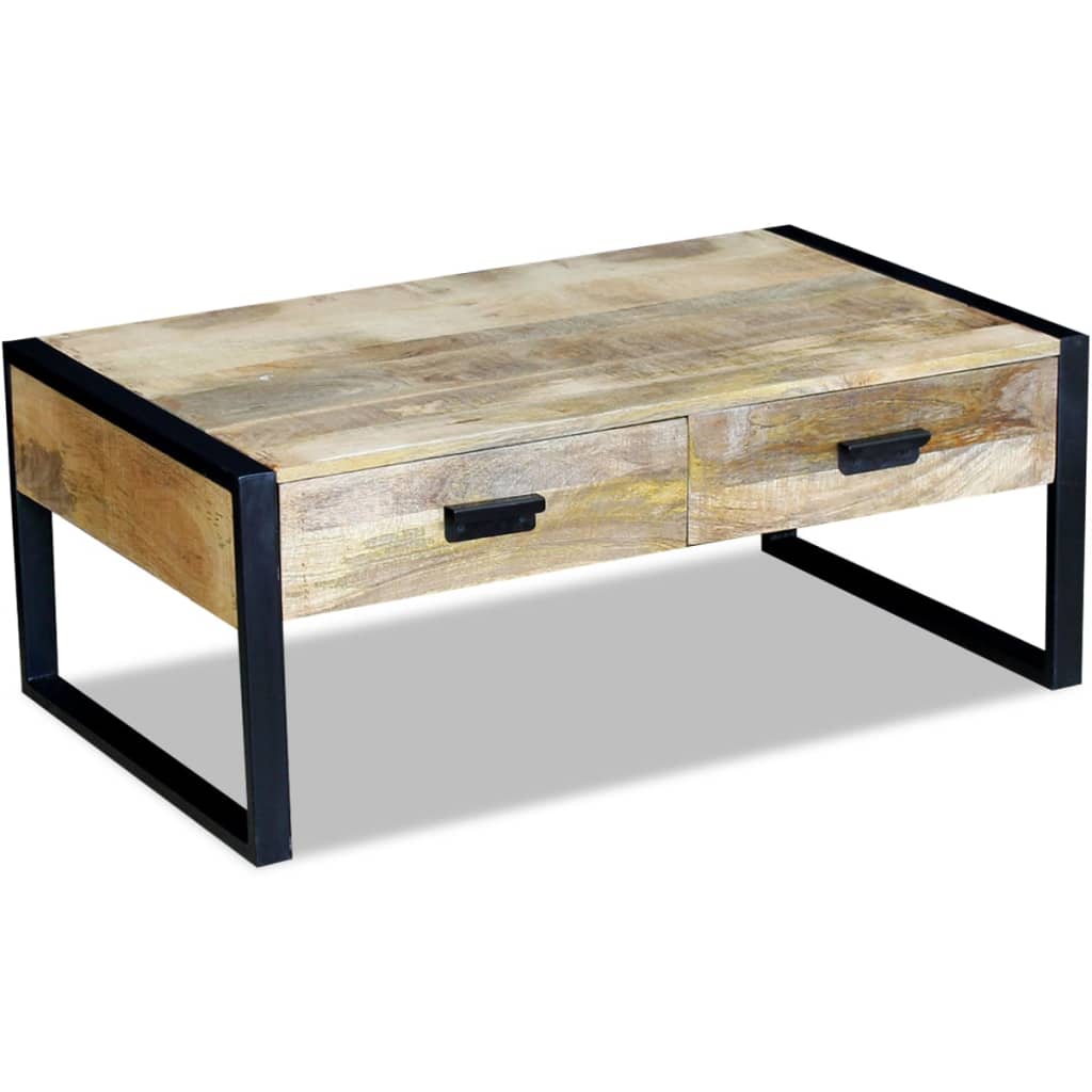 vidaXL Coffee Table with 2 Drawers 100x60x40 cm Solid Mango Wood