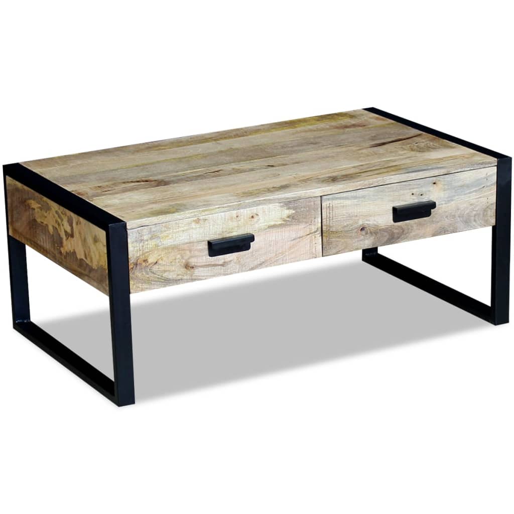 vidaXL Coffee Table with 2 Drawers 100x60x40 cm Solid Mango Wood