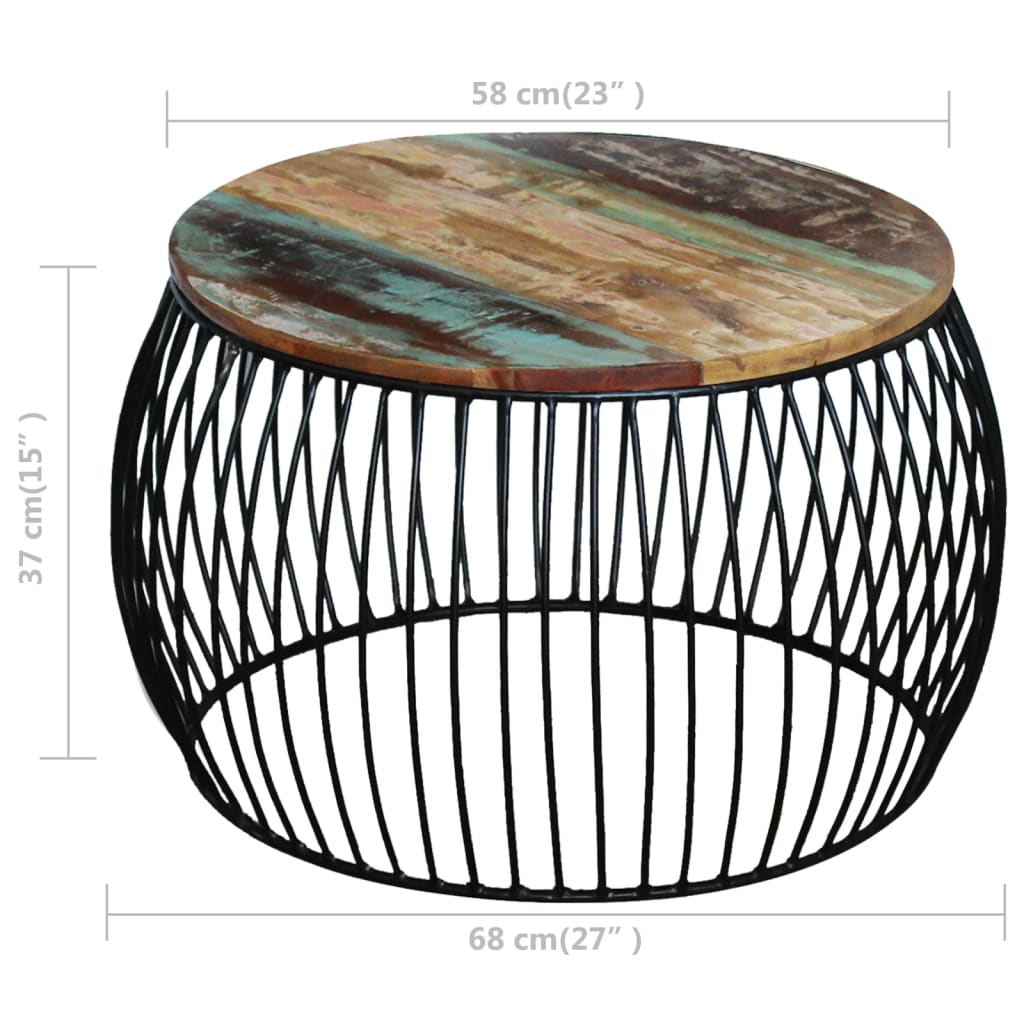 vidaXL Coffee Table Round 68x37 cm Solid Reclaimed Wood