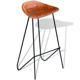 vidaXL Bar Stools 2 pcs Genuine Leather Black and Brown