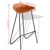 vidaXL Bar Stools 2 pcs Genuine Leather Black and Brown