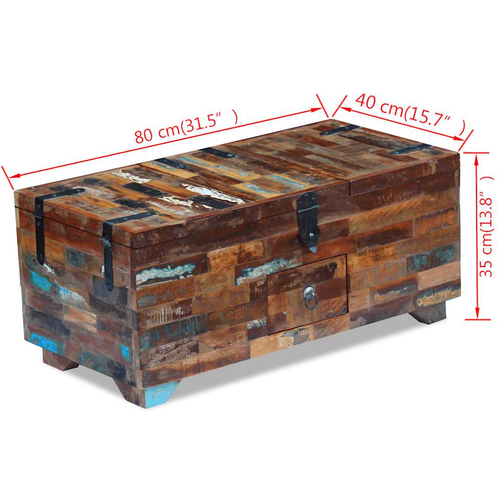 vidaXL Coffee table chest 80x40x35 cm solid reclaimed wood
